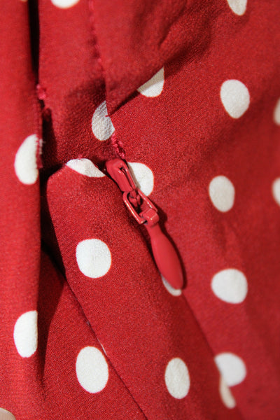 Veronica Beard Womens Shirt Dress Red Polka Dot Silk Size 10