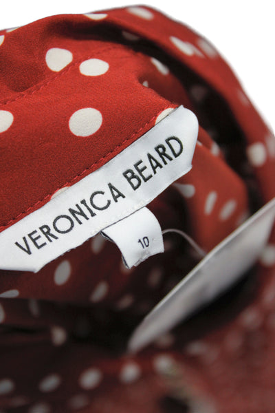 Veronica Beard Womens Shirt Dress Red Polka Dot Silk Size 10