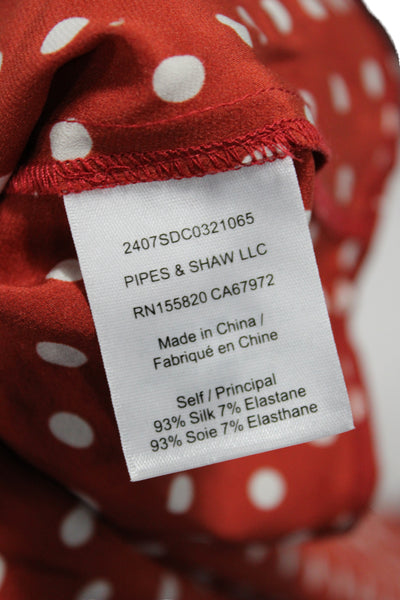 Veronica Beard Womens Shirt Dress Red Polka Dot Silk Size 10