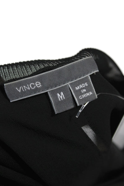 Vince Women Silk Sleeveless Tank Crew Neck Black Size M
