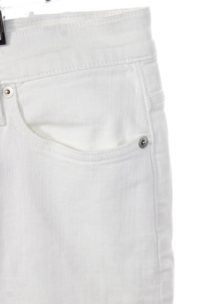 J Crew Women Cropped White Cotton Jeans Button Mid Rise Size 29
