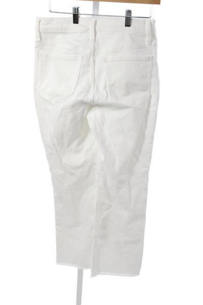 J Crew Women Cropped White Cotton Jeans Button Mid Rise Size 29