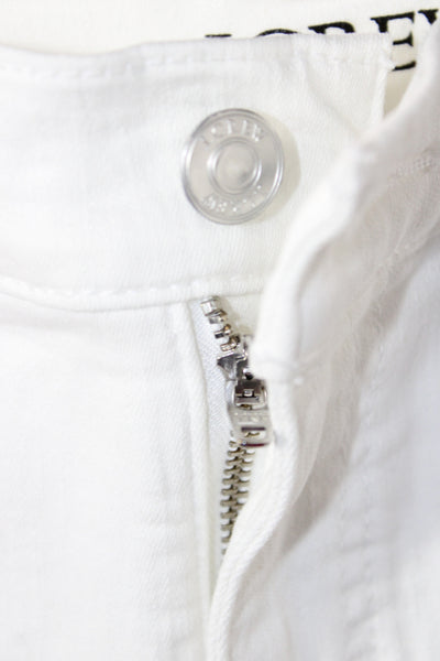 J Crew Women Cropped White Cotton Jeans Button Mid Rise Size 29
