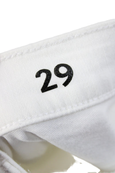 J Crew Women Cropped White Cotton Jeans Button Mid Rise Size 29