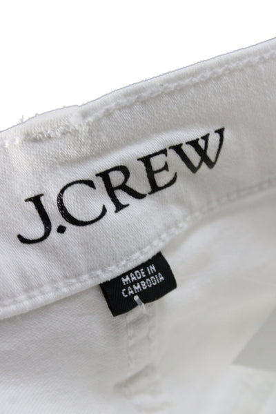 J Crew Women Cropped White Cotton Jeans Button Mid Rise Size 29