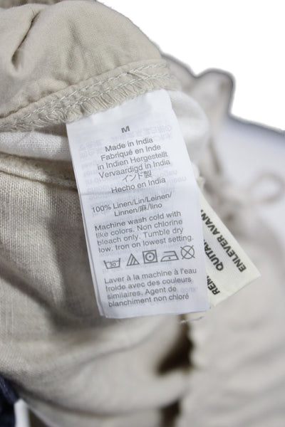 J Crew Women Cropped Beige Linen Boho Drawstring Pants Size M