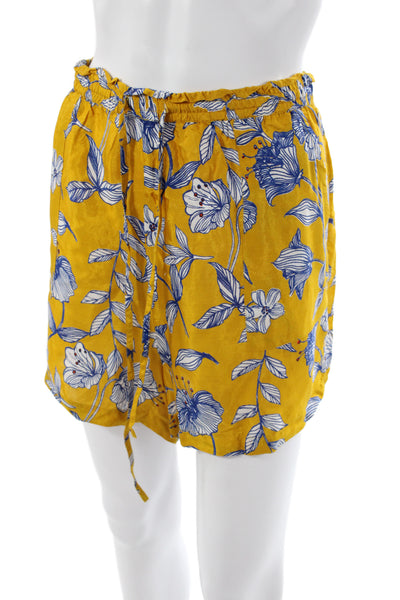 Roller Rabbit Womens Paperbag Shorts Blue Floral Drawstring Viscose Size L