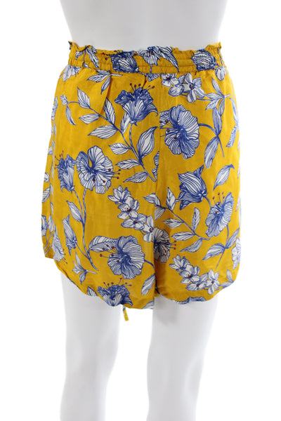 Roller Rabbit Womens Paperbag Shorts Blue Floral Drawstring Viscose Size L