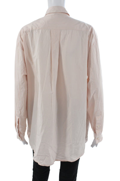 Skall Women Collared Button-Up Solid Pink Long Sleeve Organic Cotton Size 38