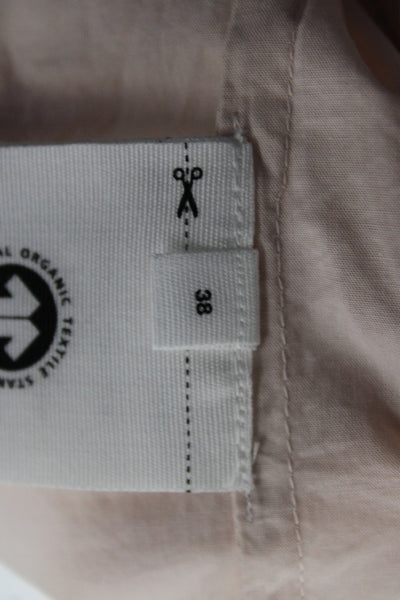 Skall Women Collared Button-Up Solid Pink Long Sleeve Organic Cotton Size 38