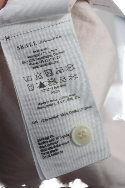 Skall Women Collared Button-Up Solid Pink Long Sleeve Organic Cotton Size 38