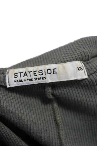 Stateside Womens Basic Gray Crew Neck Long Sleeve T-Shirt Supima Cotton Size XS