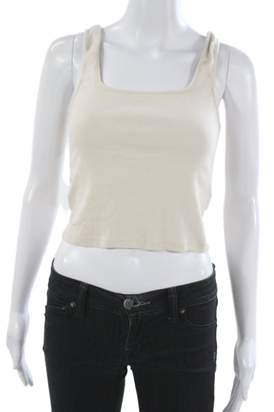 Perfect White Tee Womens Basic Beige Square Neck Sleeveless Tank Size S