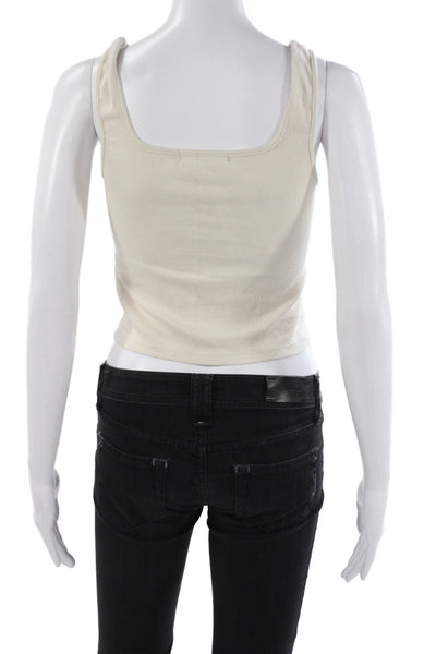 Perfect White Tee Womens Basic Beige Square Neck Sleeveless Tank Size S