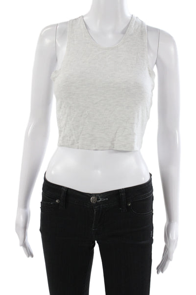 Leset Women Basic Sleeveless Tank Gray Round Neck Viscose Pullover Size M