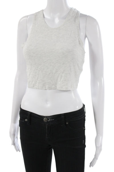 Leset Women Basic Sleeveless Tank Gray Round Neck Viscose Pullover Size M