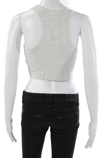 Leset Women Basic Sleeveless Tank Gray Round Neck Viscose Pullover Size M