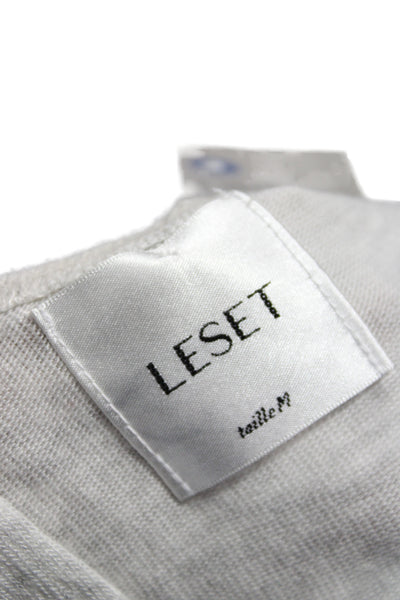 Leset Women Basic Sleeveless Tank Gray Round Neck Viscose Pullover Size M
