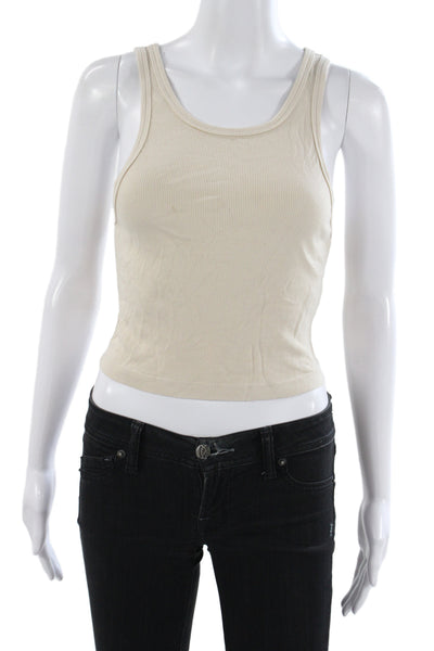 Cotton Citizen Women Basic Sleeveless Scoop Neck Tank Beige Size S