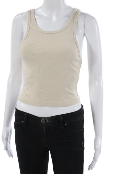 Cotton Citizen Women Basic Sleeveless Scoop Neck Tank Beige Size S