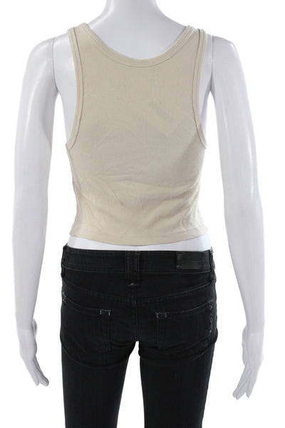 Cotton Citizen Women Basic Sleeveless Scoop Neck Tank Beige Size S