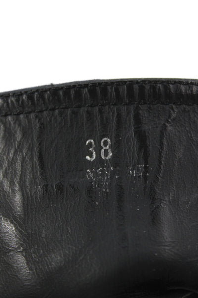 Tods Women Leather Buckle Mid Calf Boots Black Size 8