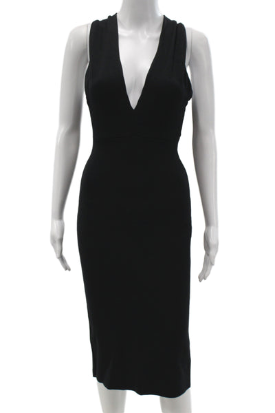 Scanlan Theodore Women Bodycon Dress Black V Neck Sleeveless Size XS