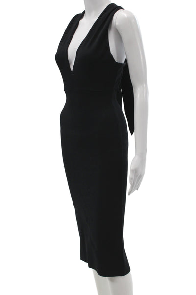 Scanlan Theodore Women Bodycon Dress Black V Neck Sleeveless Size XS