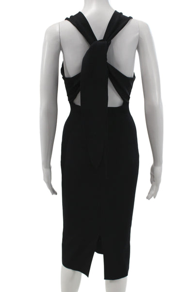 Scanlan Theodore Women Bodycon Dress Black V Neck Sleeveless Size XS