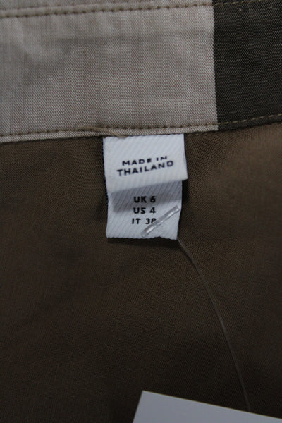 Burberry Womens Shirt Dress Beige Check Cotton 3/4 Sleeve Button Mini Size 4