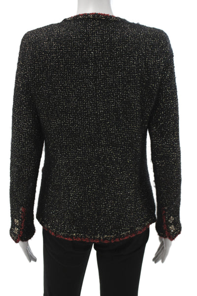 Chanel Womens 2011 Tweed Gripiox Jacket Black Wool Long Sleeve Size 38