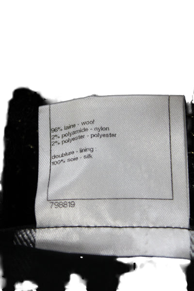 Chanel Womens 2011 Tweed Gripiox Jacket Black Wool Long Sleeve Size 38