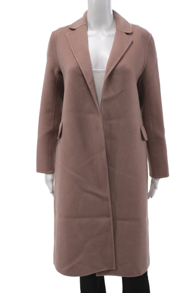 S Max Mara Women Overcoat Pink Virgin Wool Long Sleeve Open Size 0