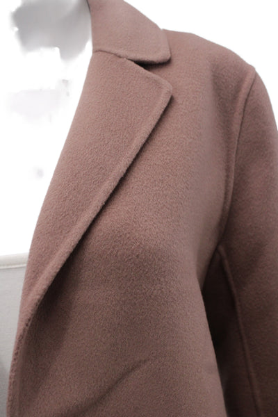 S Max Mara Women Overcoat Pink Virgin Wool Long Sleeve Open Size 0