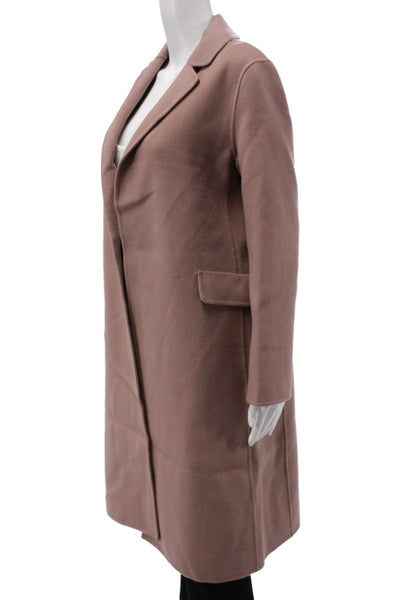 S Max Mara Women Overcoat Pink Virgin Wool Long Sleeve Open Size 0