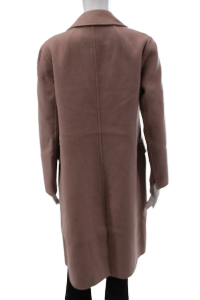 S Max Mara Women Overcoat Pink Virgin Wool Long Sleeve Open Size 0