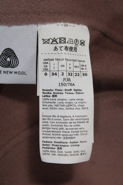 S Max Mara Women Overcoat Pink Virgin Wool Long Sleeve Open Size 0