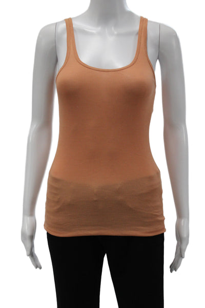Vince Women Orange Scoop Neck Cotton Tank Size XS