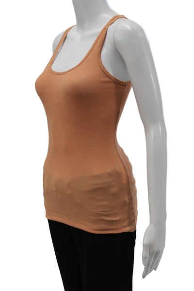 Vince Women Orange Scoop Neck Cotton Tank Size XS