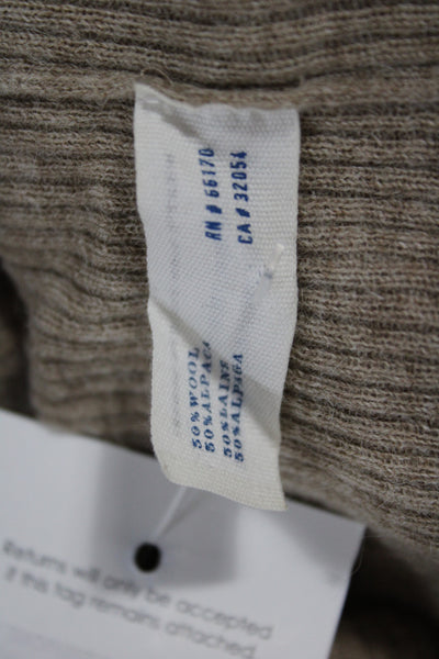 Leifsdottir Women Pullover Beige Square Neck Long Sleeve Wool Bohemian Size M
