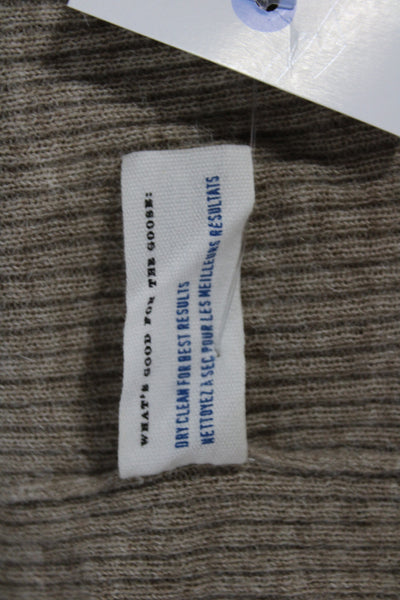 Leifsdottir Women Pullover Beige Square Neck Long Sleeve Wool Bohemian Size M