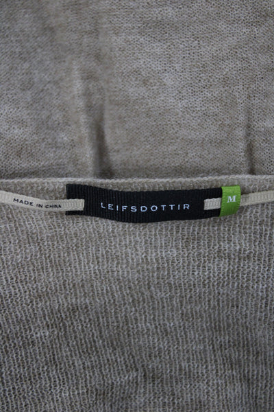 Leifsdottir Women Pullover Beige Square Neck Long Sleeve Wool Bohemian Size M