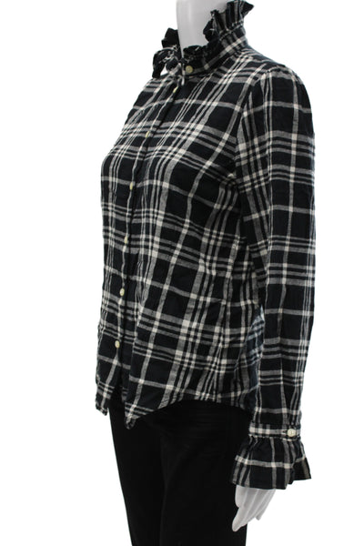 Lauren Jeans Company Womens Black Plaid Collared Button Up Long Sleeve Size S