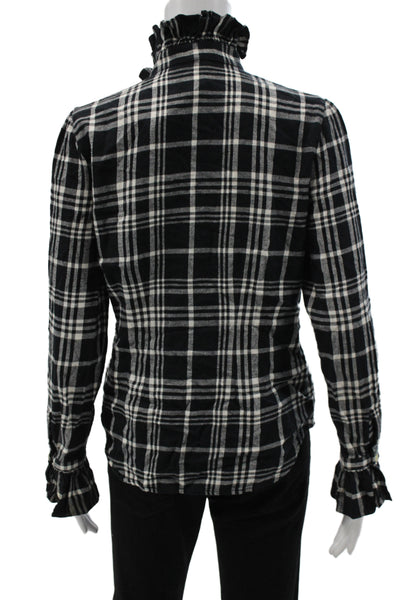 Lauren Jeans Company Womens Black Plaid Collared Button Up Long Sleeve Size S