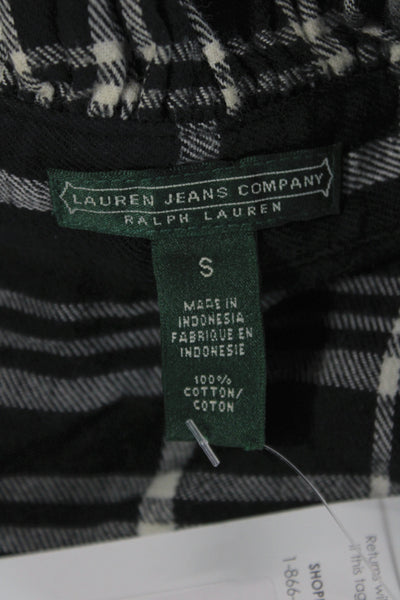 Lauren Jeans Company Womens Black Plaid Collared Button Up Long Sleeve Size S