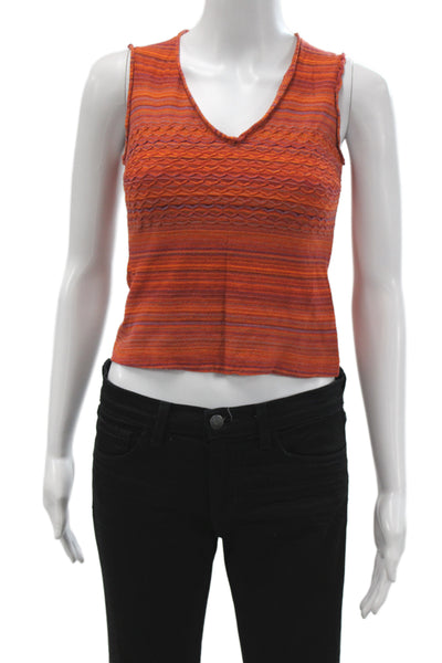 M Missoni Womens Cropped Striped Multicolor V-Neck Tank Size 38