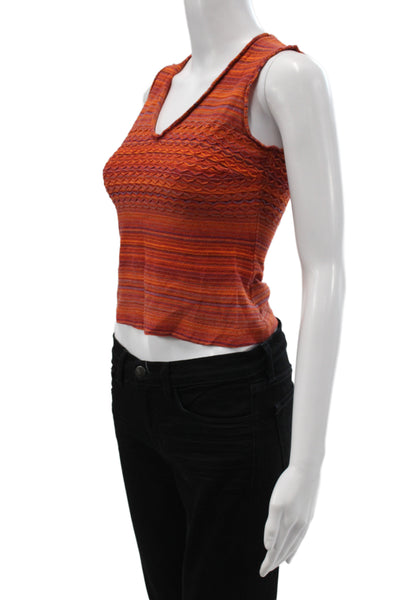 M Missoni Womens Cropped Striped Multicolor V-Neck Tank Size 38