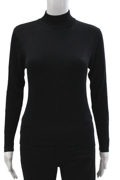 Orvis Womens Silk Turtleneck Pullover Sweater Black Long Sleeve Size XS
