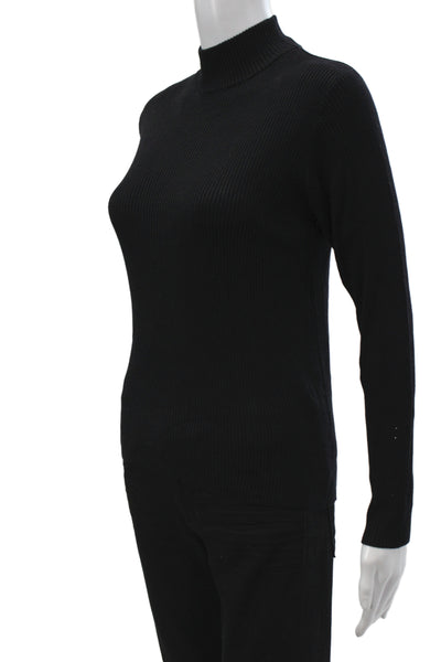 Orvis Womens Silk Turtleneck Pullover Sweater Black Long Sleeve Size XS