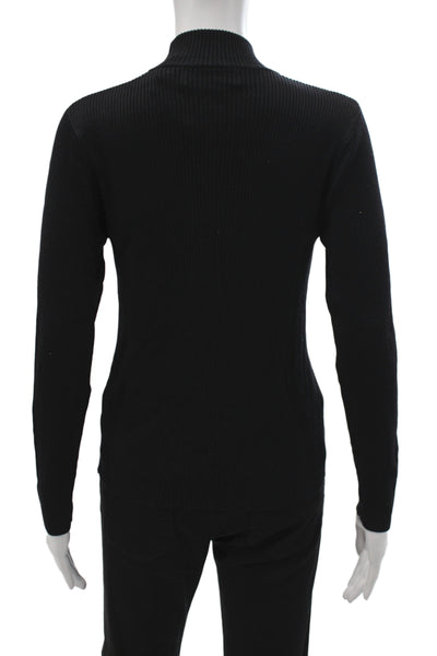Orvis Womens Silk Turtleneck Pullover Sweater Black Long Sleeve Size XS